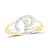10K Gold Ladies Initial P Ring 1/5Ctw-Dia Yellow