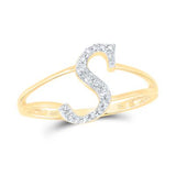 10K Gold Ladies Initial S Ring 1/8Ctw-Dia Yellow