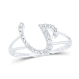 10K Gold Ladies Initial U Ring 1/6Ctw-Dia