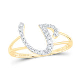 10K Gold Ladies Initial U Ring 1/6Ctw-Dia