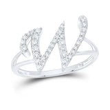 10K Gold Ladies Initial W Ring 1/6Ctw-Dia White