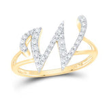 10K Gold Ladies Initial W Ring 1/6Ctw-Dia Yellow
