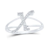10K Gold Ladies Initial X Ring 1/6Ctw-Dia White