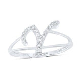 10K Gold Ladies Initial Y Ring 1/6Ctw-Dia White