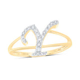 10K Gold Ladies Initial Y Ring 1/6Ctw-Dia Yellow
