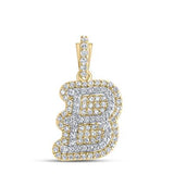 10Kt Gold Round Diamond B Initial Pendant 1/4Cttw Yellow