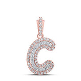10K Gold Round Diamond C Initial Pendant 1/6Cttw Rose