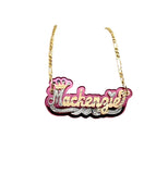 Color Back Name Necklace with Crown #NACR18CR