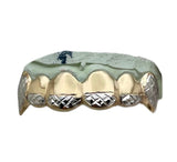 White Diamond Cut Tips & Full Extended Fangs Grills
