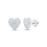 10K Yellow Gold Round Diamond Heart Earrings 1/1Cttw