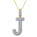 10K Yellow Gold Diamond J Initial Pendant 1-1/4 Cttw
