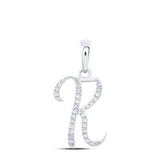 10K Gold Diamond K Initial Pendant 1/10 Cttw