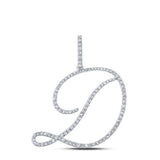 10K Gold Round Diamond D Initial Letter Pendant 5/8 Cttw