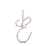 10K Gold Round Diamond E Initial Letter Pendant 1/2 Cttw