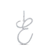 10K Gold Round Diamond E Initial Letter Pendant 1/2 Cttw