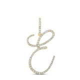 10K Gold Round Diamond E Initial Letter Pendant 1/2 Cttw