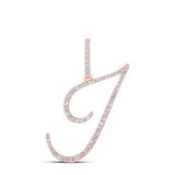 10K Gold Round Diamond Initial Letter Pendant 3/8 Cttw