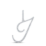 10K Gold Round Diamond Initial Letter Pendant 3/8 Cttw