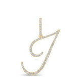 10K Gold Round Diamond Initial Letter Pendant 3/8 Cttw