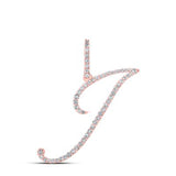 10K Gold Round Diamond J Initial Letter Pendant 1/3 Cttw
