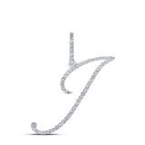10K Gold Round Diamond J Initial Letter Pendant 1/3 Cttw