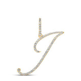 10K Gold Round Diamond J Initial Letter Pendant 1/3 Cttw