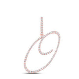 10K Gold Round Diamond O Initial Letter Pendant 3/8 Cttw