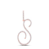 10K Gold Round Diamond S Initial Letter Pendant 3/8 Cttw
