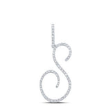 10K Gold Round Diamond S Initial Letter Pendant 3/8 Cttw