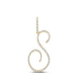 10K Gold Round Diamond S Initial Letter Pendant 3/8 Cttw