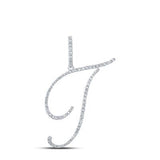 10K Gold Round Diamond T Initial Letter Pendant 3/8 Cttw -Out Of Stock-