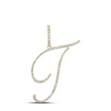 10K Gold Round Diamond T Initial Letter Pendant 3/8 Cttw -Out Of Stock-