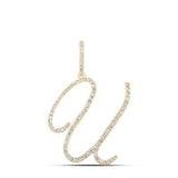 10K Gold Round Diamond U Initial Letter Pendant 1/2 Cttw