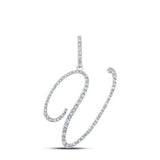 10K Gold Round Diamond V Initial Letter Pendant 1/2 Cttw