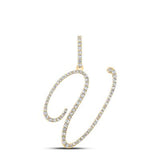 10K Gold Round Diamond V Initial Letter Pendant 1/2 Cttw
