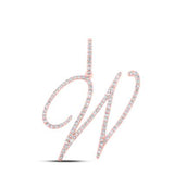 10K Gold Round Diamond W Initial Letter Pendant 5/8 Cttw