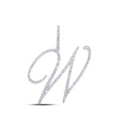 10K Gold Round Diamond W Initial Letter Pendant 5/8 Cttw