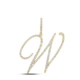 10K Gold Round Diamond W Initial Letter Pendant 5/8 Cttw