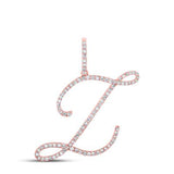 10K Gold Round Diamond L Initial Letter Pendant 5/8 Cttw