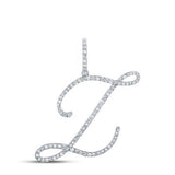 10K Gold Round Diamond L Initial Letter Pendant 5/8 Cttw
