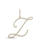10K Gold Round Diamond L Initial Letter Pendant 5/8 Cttw