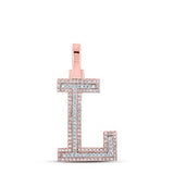 10K Two-Tone Gold Round Diamond Lnitial Pendant 1/3 Cttw