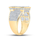 10K Two-Tone Gold Round Diamond I Initial Letter Ring 1-1/5 Cttw