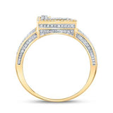 10K Two-Tone Gold Round Diamond L Initial Letter Ring 1-1/5 Cttw