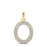 10K Two-Tone Gold Round Diamond O Initial Pendant 3/8 Cttw Yellow/White