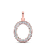 10K Two-Tone Gold Round Diamond O Initial Pendant 3/8 Cttw Rose/White