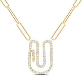 3/8Ctw-Dia Initial U Necklace - 18 Inch