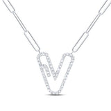 1/4Ctw-Dia Initial V Necklace - 18 Inch