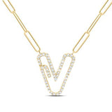 1/4Ctw-Dia Initial V Necklace - 18 Inch