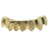 Florida Style Perm Cut Grillz with Trillion Cut Diamond Dust & Polished Rim Set